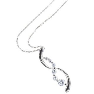 Silver Plated Cubic Zirconia Journey Pendant Necklace