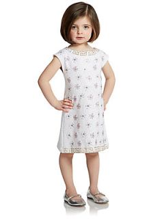 Versace Toddlers & Little Girls Studded Floral Dress   White Silver