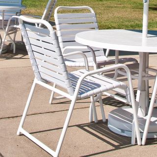 Frankford Aluminum Stacking Dining Chair White with Forest Accents   5003 201 