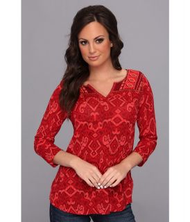 Lucky Brand Camarillo Ikat Top Womens Blouse (Red)
