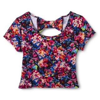 Xhilaration Juniors Bow Back Cropped Tee   Scattered Floral S(3 5)