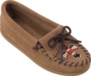 Childrens Minnetonka Thunderbird II   Taupe Suede Ornamented Shoes
