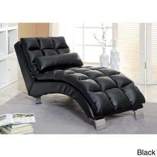 Furniture Of America Contemporary Halcyon Tufted Leatherette Lounging Chaise