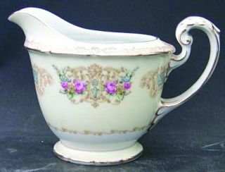 Noritake Grandeur Creamer, Fine China Dinnerware   Yellow Border, Floral Sprays,