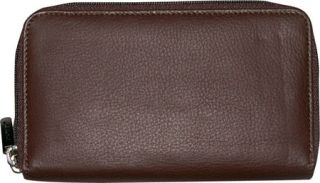Womens Dopp Roma Double Zip Around Wallet   Chocolate Brown Wallets