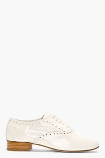 Repetto Cream Patent Zizi Fleuri Brogued Oxfords