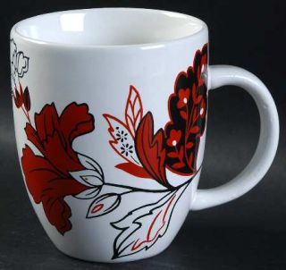 Coventry (PTS) Velvet Bouquet (Square) Mug, Fine China Dinnerware   Red & Black