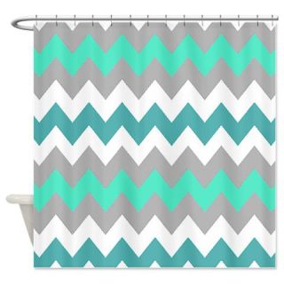  Blue Green Gray Chevron Stripes Shower Curtain  Use code FREECART at Checkout