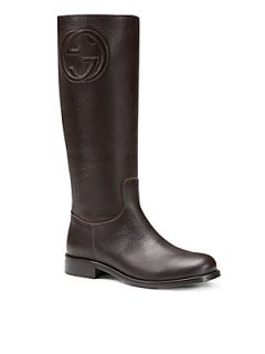 Gucci Girls Leather Boots   Cocoa