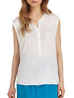 Sheer Shouldered Jersey Top   White