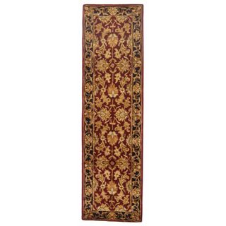 Handmade Heritage Kashan Burgundy/ Black Wool Runner (2 X 8) (RedPattern OrientalMeasures 0.625 inch thickTip We recommend the use of a non skid pad to keep the rug in place on smooth surfaces.All rug sizes are approximate. Due to the difference of moni