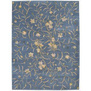 Nourison Hand tufted Julian Floral Light Blue Wool Rug (8 X 11)