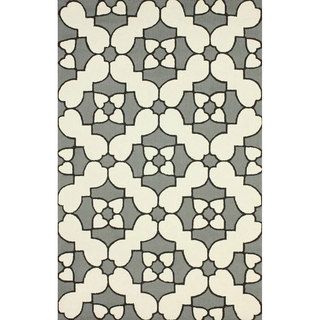 Nuloom Handmade Wool Modern Mosaic Tiles Grey Rug (5 X 8)