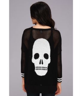 Autumn Cashmere Skull Mesh High Low Sweater Womens Sweater (Black)
