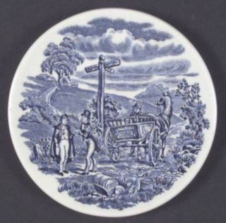 English Ironstone Dickens Series Blue Coaster, Fine China Dinnerware   Blue Cent