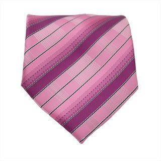 Ferrecci Pink Striped Neck Tie And Handkerchief Set (Pink stripesApproximate length 59 inchesApproximate width 3.5 inchesMaterials MicrofiberCare instructions Dry cleanModel A 9 PINK )