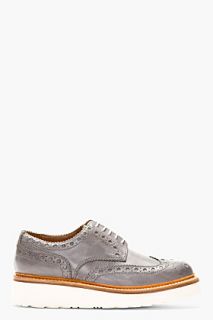 Grenson Grey Leather Thick Sole Archie Brogue Shoes