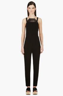 Rag And Bone Black Crepe And Leather Jumpsuit