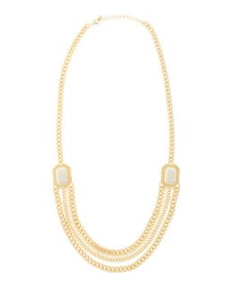 Multicolor Rectangular Station Necklace, White