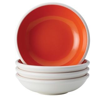 Rachael Ray Dinnerware Rise 4 piece Orange Stoneware Fruit Bowl Set