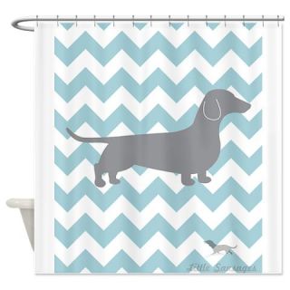  DOG ON BLUE CHEVRON Shower Curtain  Use code FREECART at Checkout
