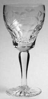 Royal Brierley Ophelia Water Goblet   Panel & Floral Cut  Bowl,Bulbous Stem