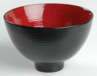 Oneida Shangri La Red Soup/Cereal Bowl, Fine China Dinnerware   Black Out,Red In