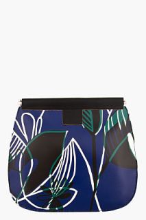 Marni Edition Navy Leather Graphic Slim Clutch