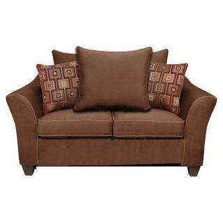 Chelsea Home Kendra Loveseat   Victory Chocolate / Brancusi Ruby with Victory