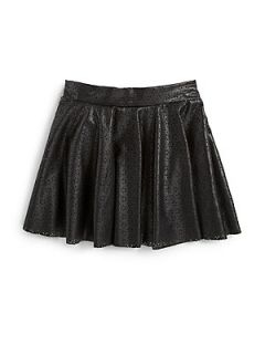 Kiddo Girls Laser Cut Faux Leather Skirt   Black