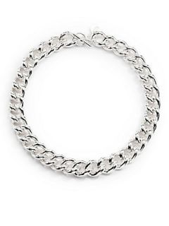 Twisted Grommet Link Necklace   Silver