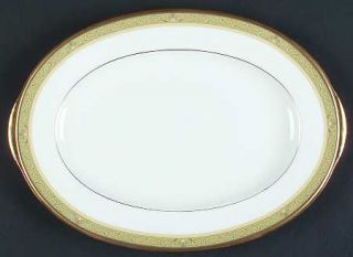 Noritake Golden Pageantry 12 Oval Serving Platter, Fine China Dinnerware   Bone