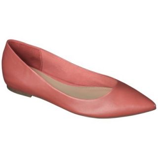 Womens Merona Avalyn Genuine Leather Pointed Toe Flats   Coral 8