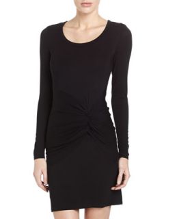 Ruched Front Jersey Dress, Black