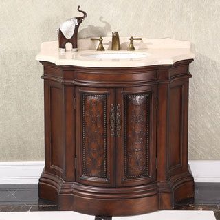 Natural Stone Top 38 inch Single Sink Vintage Style Bathroom Vanity