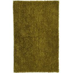 Hand tufted Green Shag Polyester Rug (4 X 6)