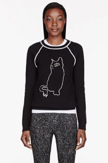 Marc By Marc Jacobs Black Rue Cat Intarsia Sweatshirt
