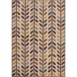 Meticulously Woven Contemporary Brown/green Floral Frodsham Rug (710x10)