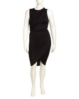 Kennedy Sleeveless Ruched Jersey Dress, Black, Womens