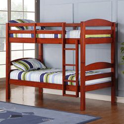 Solid Wood Cherry Twin/ Twin Bunk Bed