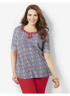 Catherines Plus Size Folklore Embroidered Top   Womens Size 0X, Multi Color