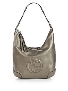 Gucci Soho Metallic Leather Chain Shoulder Bag   Gunmetal