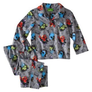 Sesame Street Toddler Boys 2 Piece Long Sleeve Pajama Set   Gray 4T