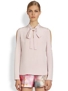 HONOR Silk Tie Neck Blouse   Pink