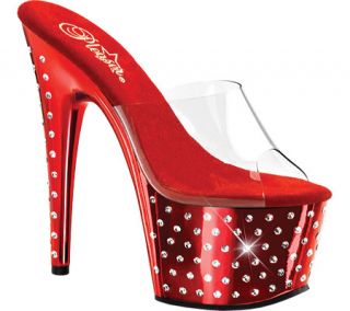Womens Pleaser Stardust 701   Clear/Red Chrome High Heels