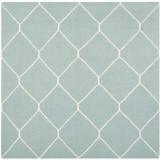 Safavieh Light Blue/ Ivory Handwoven Moroccan Dhurrie Wool Area Rug (6 Square)