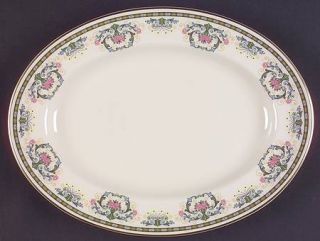 Pickard Navarre 12 Oval Serving Platter, Fine China Dinnerware   Blue/Green Scr