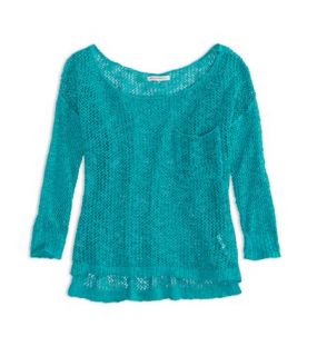 Tropical Teal AEO Factory Lightweight Pocket Sweater, Womens XXL