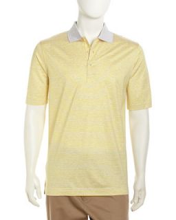 Short Sleeve Striped Jersey Polo, Pineapple
