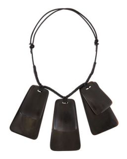Stacked Horn Pendant Necklace, Black